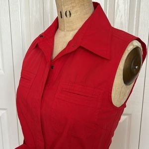 Tristan Women’s sleeveless tunic, red, size small, tie waist